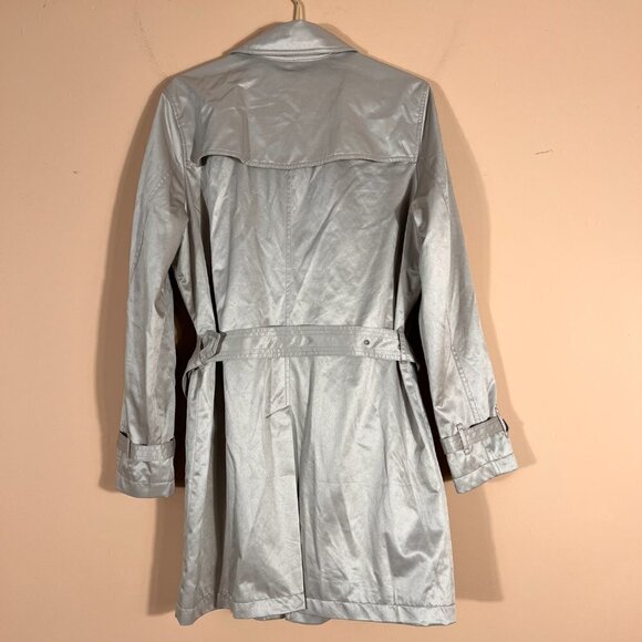 Express Khaki Belted Trench Coat Double Breasted Long Sleeve M - Picture 5 of 9